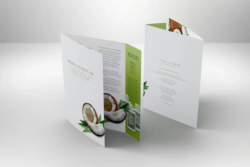 Wrap around brochure style mockup in a standing position.