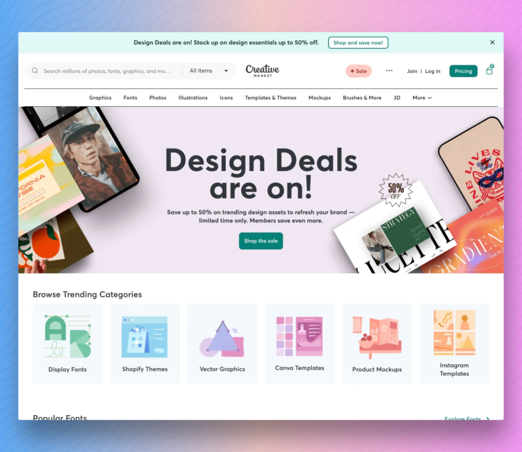 Creative Market a premium - and sometimes best weekly fonts website