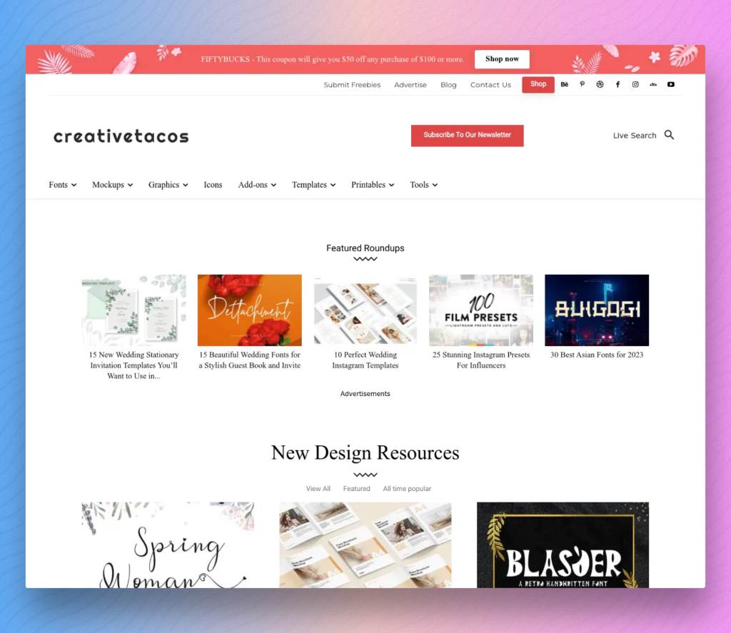Creativetacos - A free design resources website.
