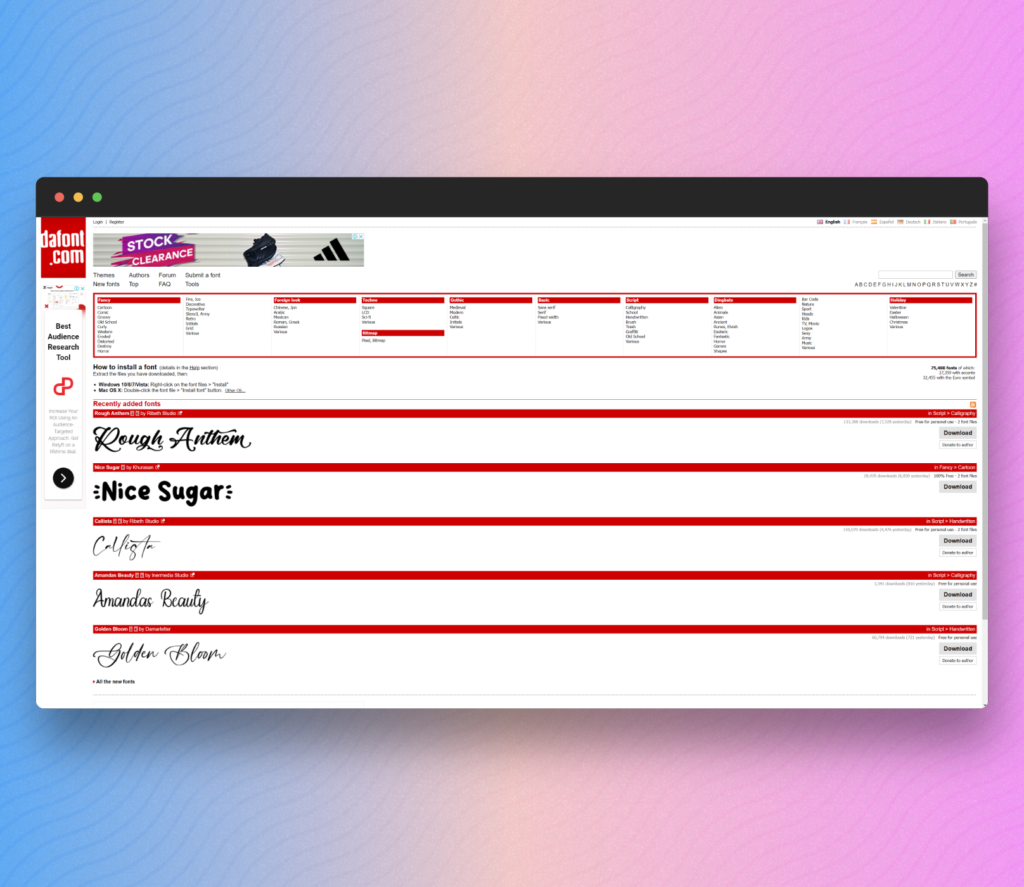 Dafont - One of the best free font websites
