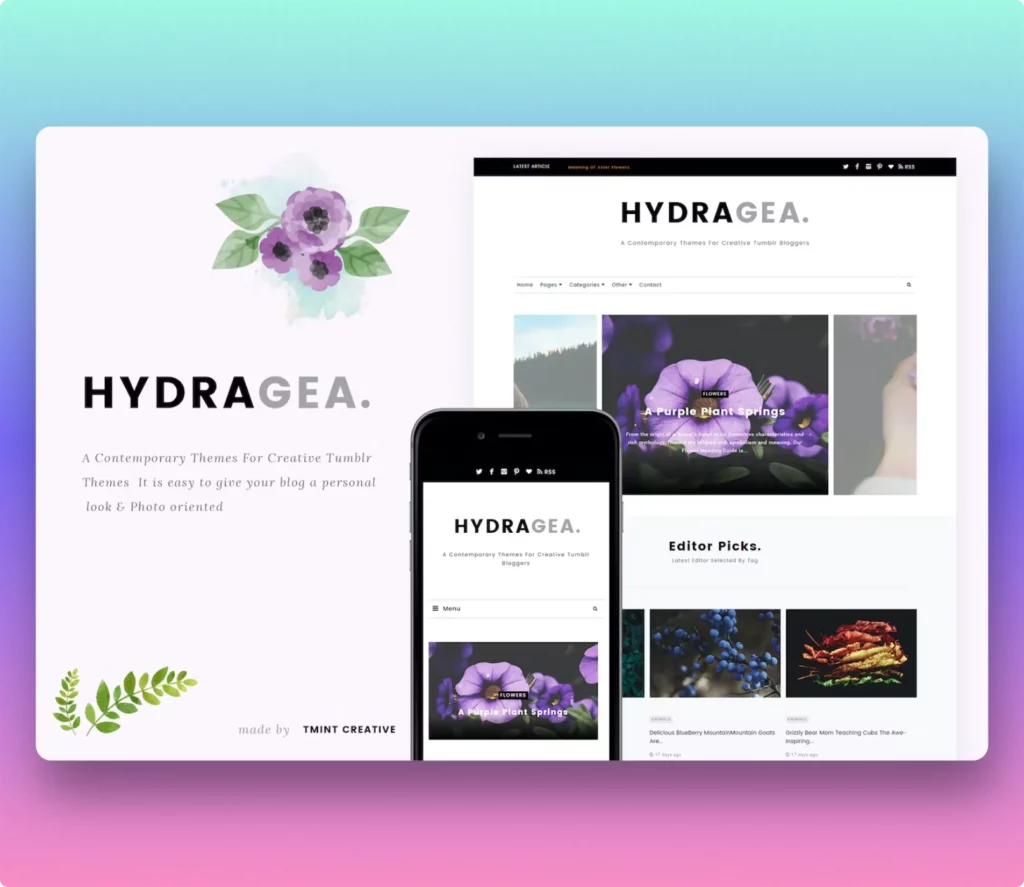 Hydragea -Responsive Tumblr Theme