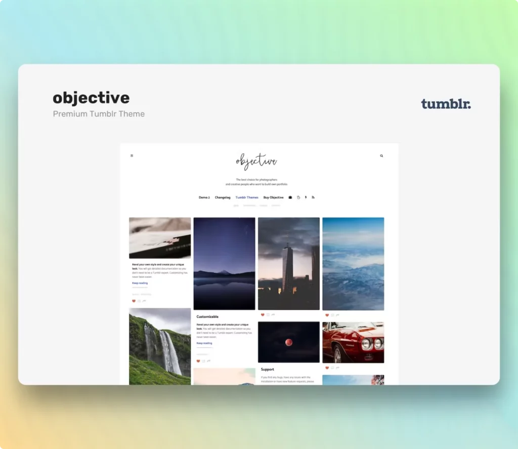 objective photo grid tumblr theme