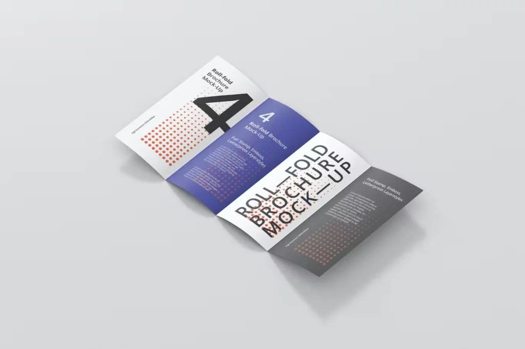 Roll-Fold Brochure Template Mockup – DL DIN Lang