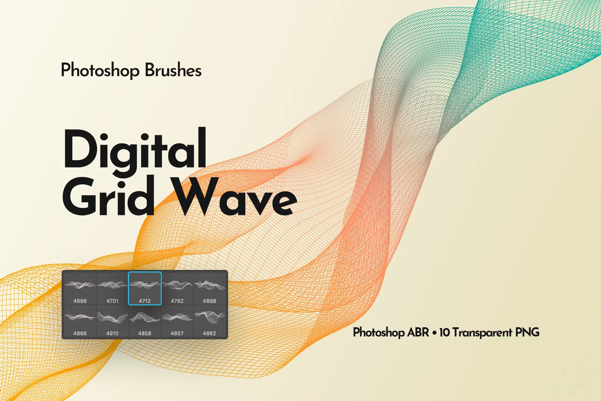 Digital Grid Waves Photoshop Brushes