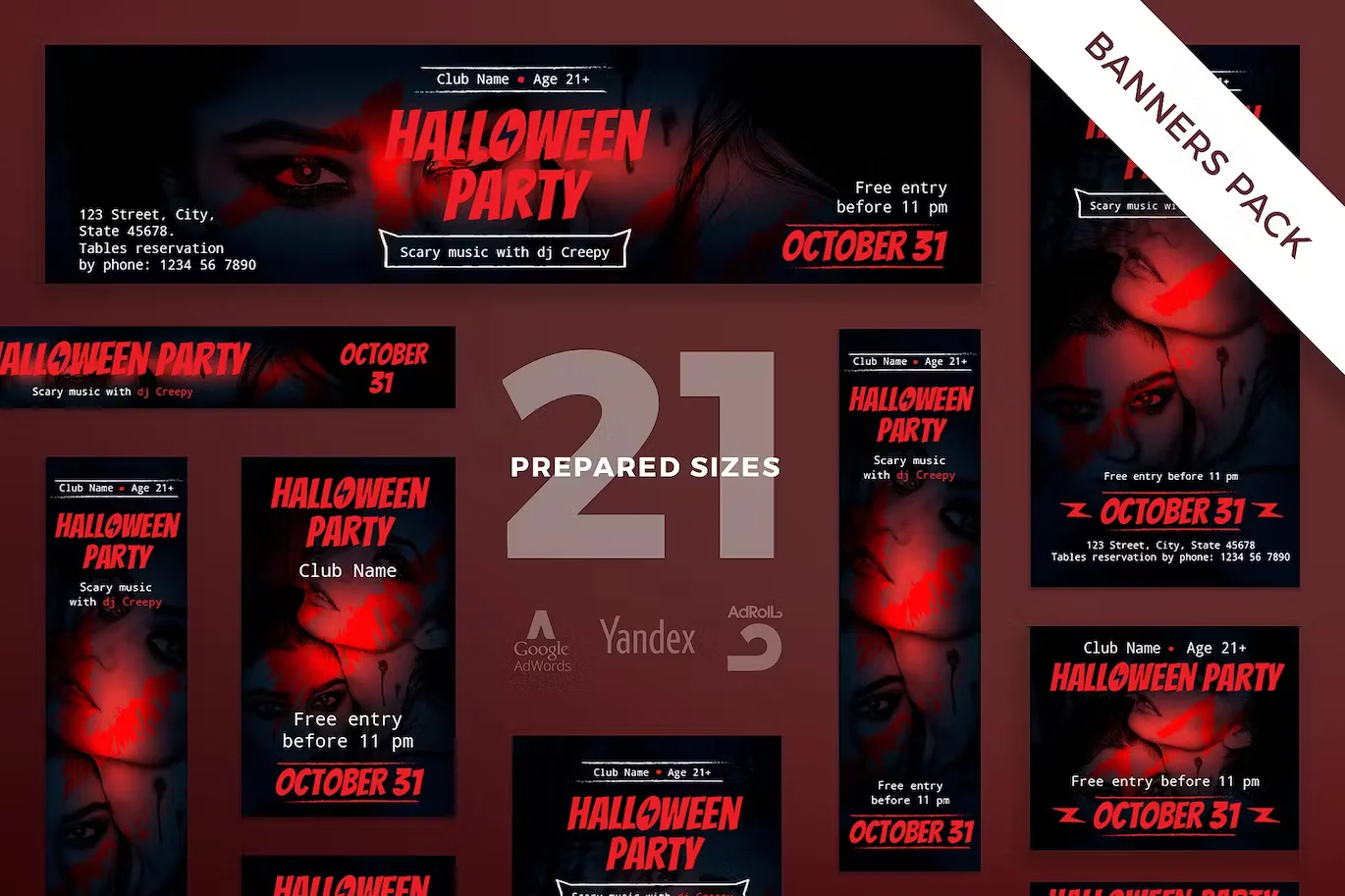 Halloween Party Banner Pack Template