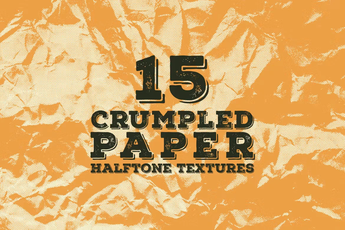 15 Crumpled Paper Halftone Textures