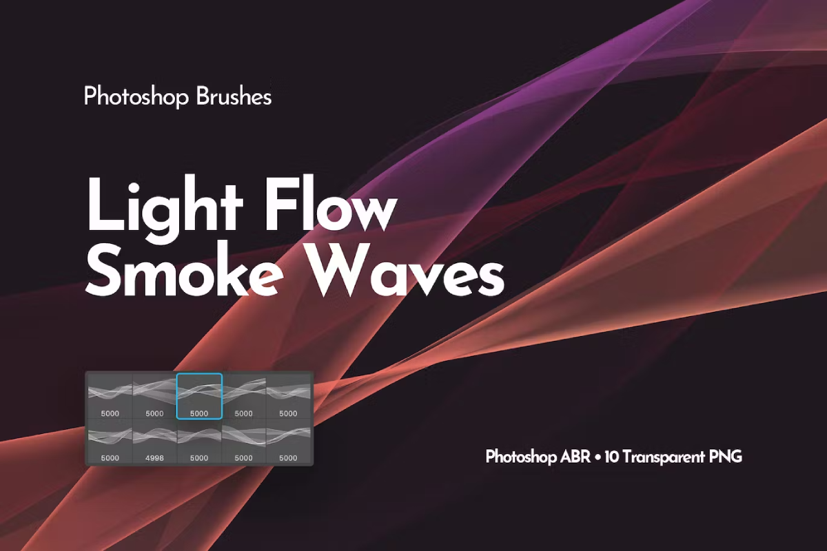 Light Smoke Waves Photoshop Brushes
