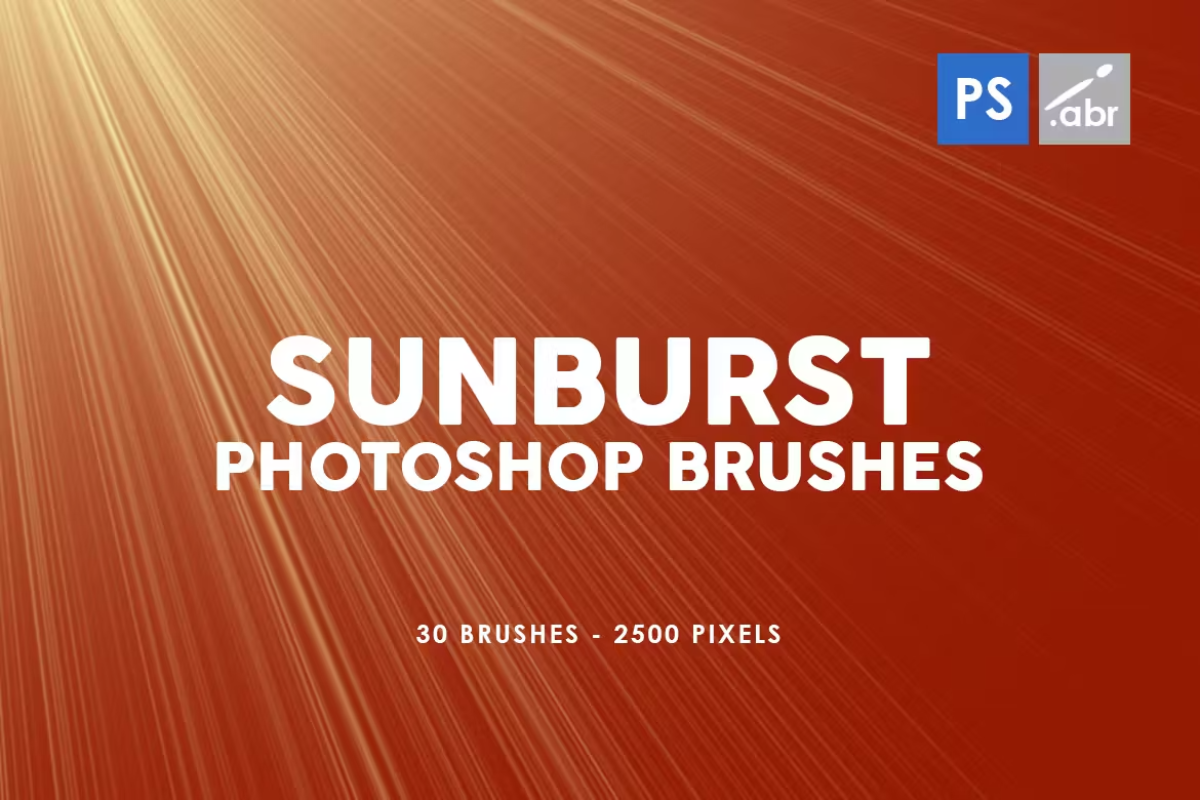 30 Sunburst Photoshop Stamp Brushes
