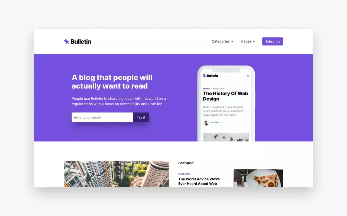 Bulletin - Blog Website Template