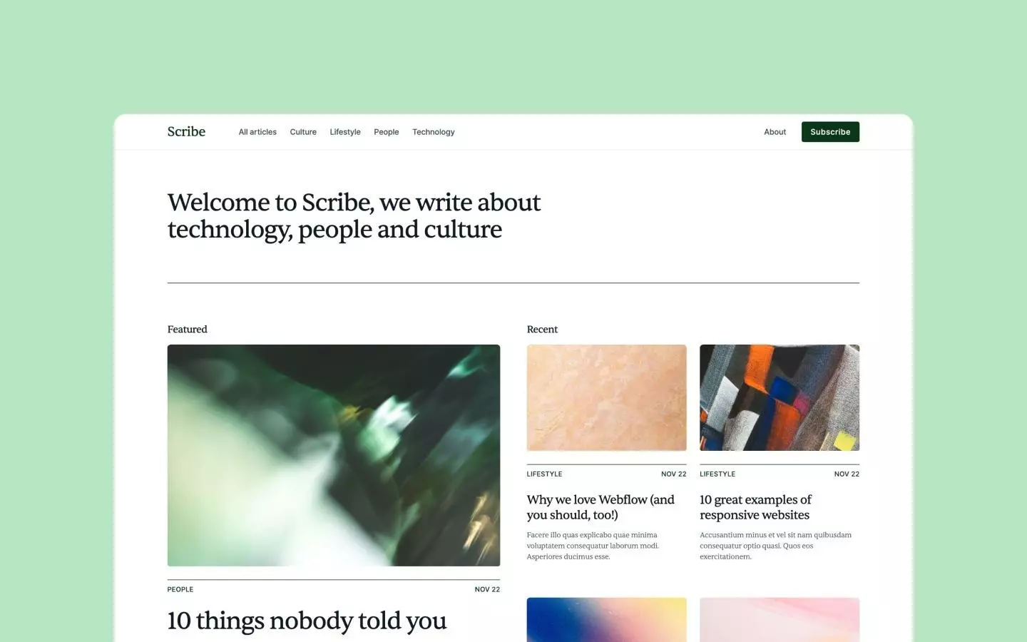 Scribe - Blog Website Template