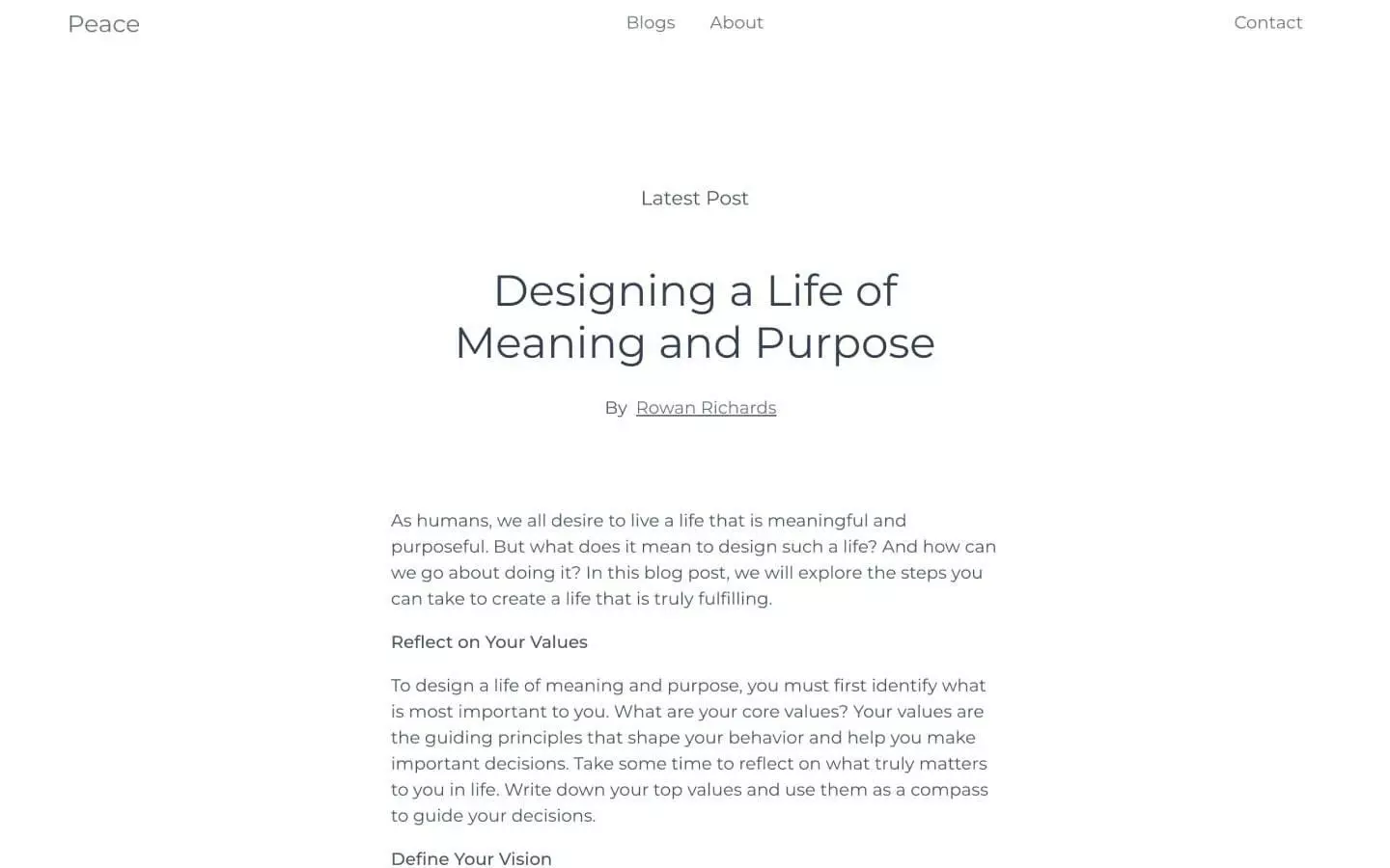 Peaceful - Personal Website Template