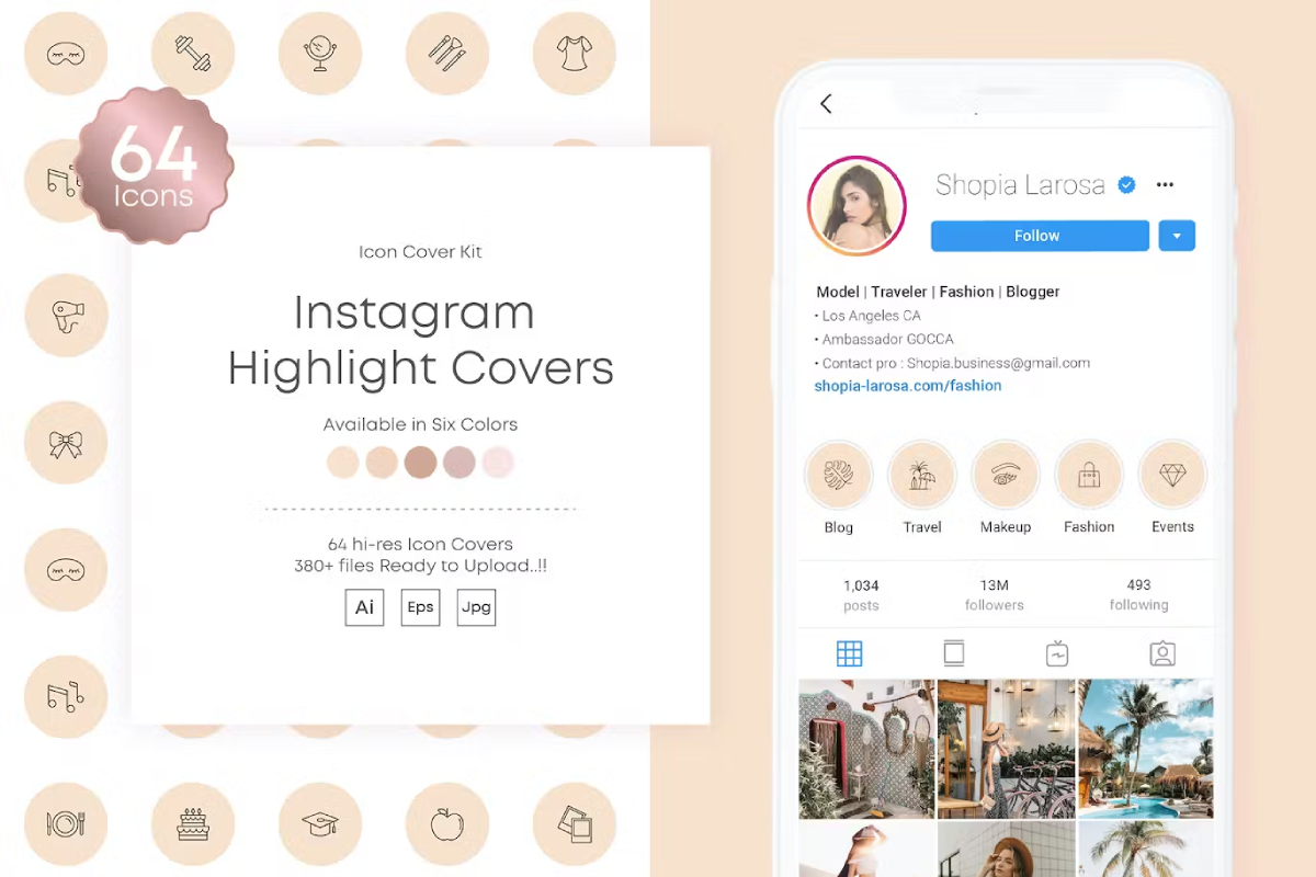 Instagram stories Highlights Covers Icon Kit
