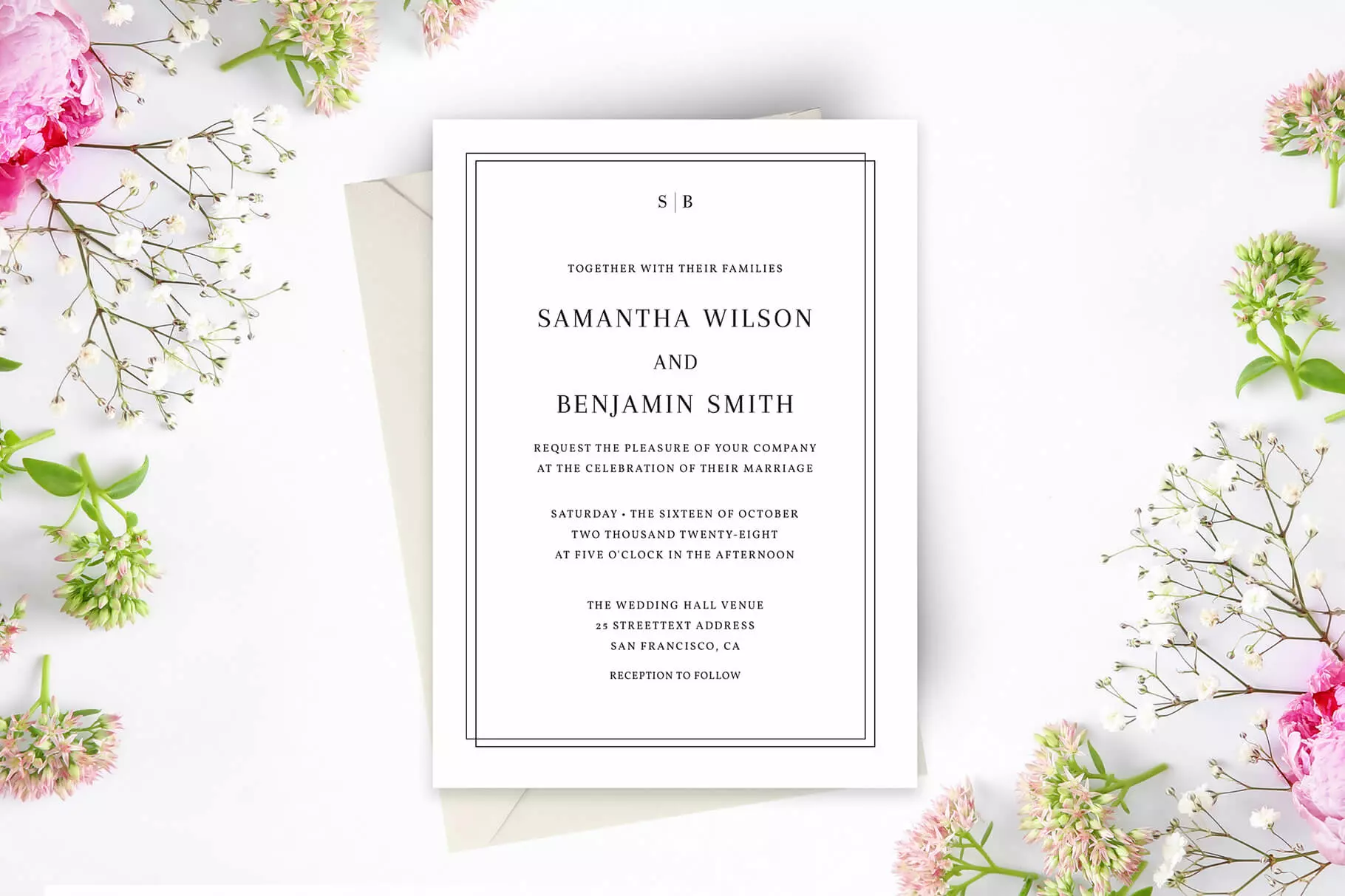 Classic and Simple Elegant Wedding Invitation