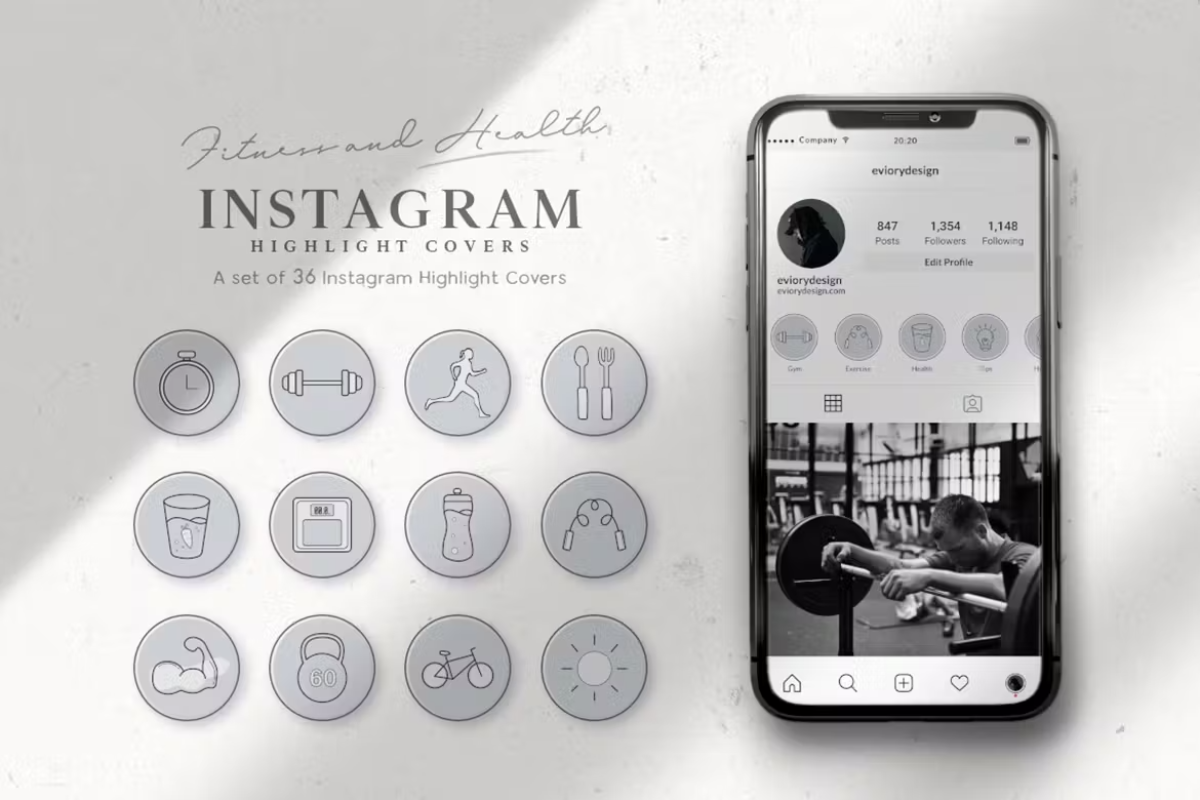 Instagram Highlight Gym, Fitness, and Health
