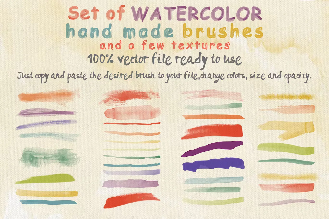 Set of Watercolor Brushes and Textures