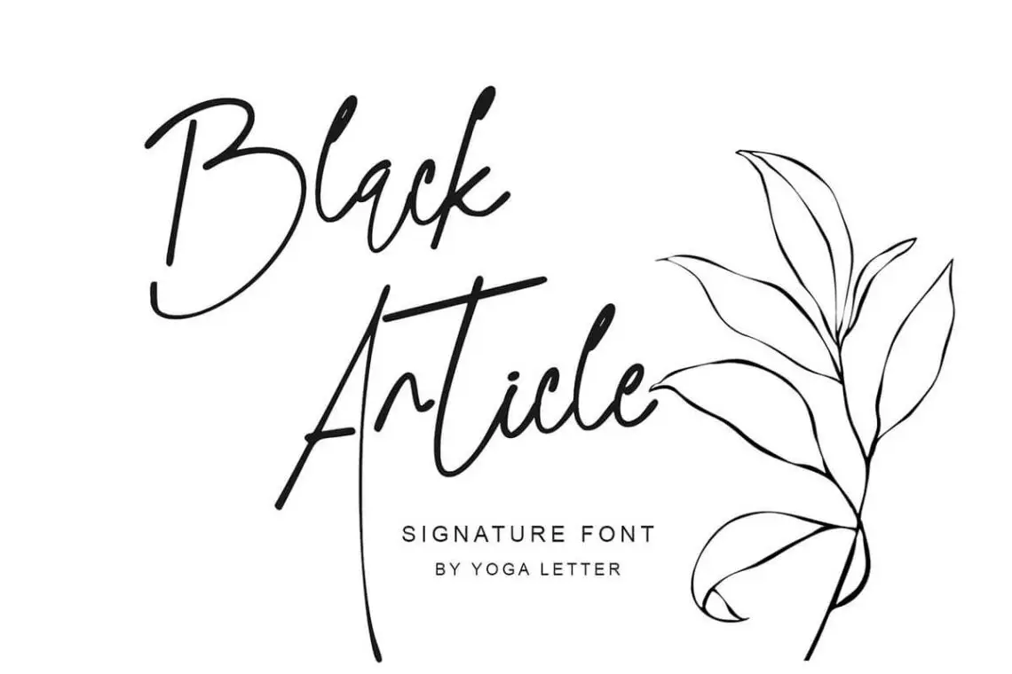 Black Article Signature Cursive Font