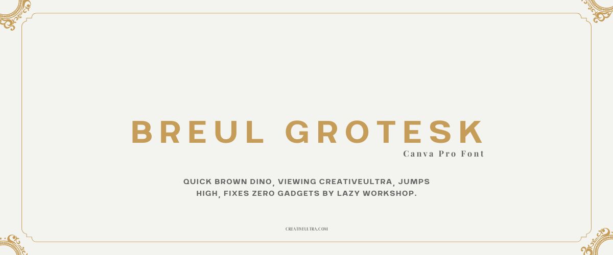 Illustration showing font "Breul Grotesk Font" written on a background. It's one of Top Old Money Fonts in Canva.
