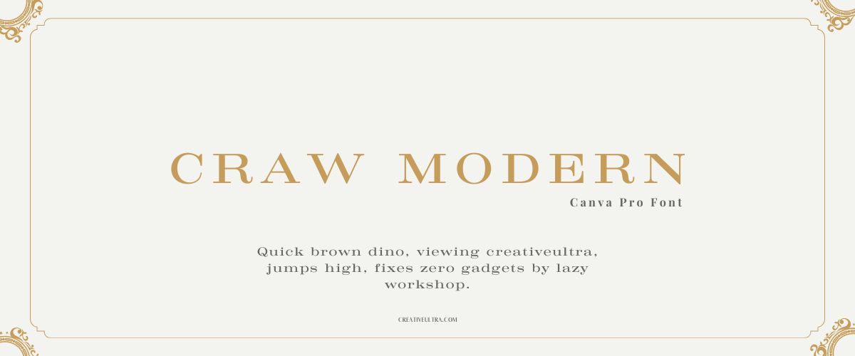Illustration showing font "Craw Modern Font" written on a background. It's one of Top Modern Fonts in Canva.