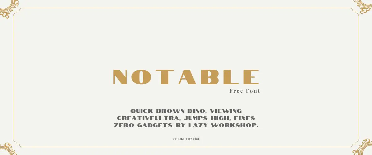 Illustration showing font "Notable Font" written on a background. It's one of Top Strong Fonts in Canva.