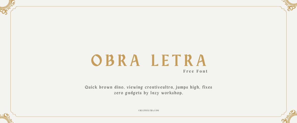 Illustration showing font "Obra Letra Font" written on a background. It's one of Top Gothic Fonts in Canva.