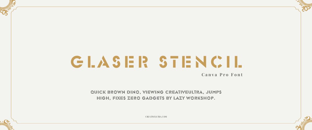 Illustration showing font "Glaser Stencil Font" written on a background. It's one of Top Headings Fonts in Canva.
