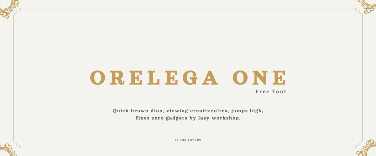 Illustration showing font "Orelega One Font" written on a background. It's one of Top Old Money Fonts in Canva.