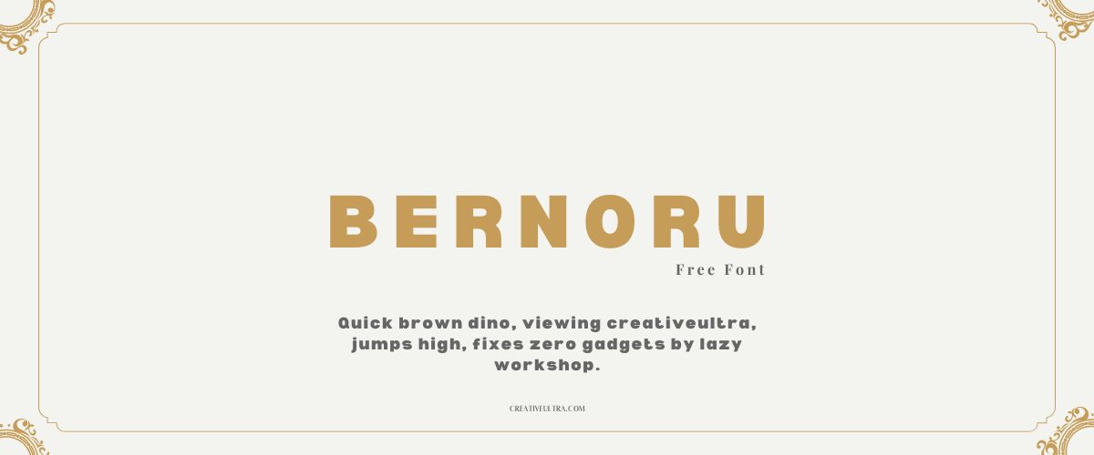 Illustration showing font "Bernoru Font" written on a background. It's one of Top Strong Fonts in Canva.