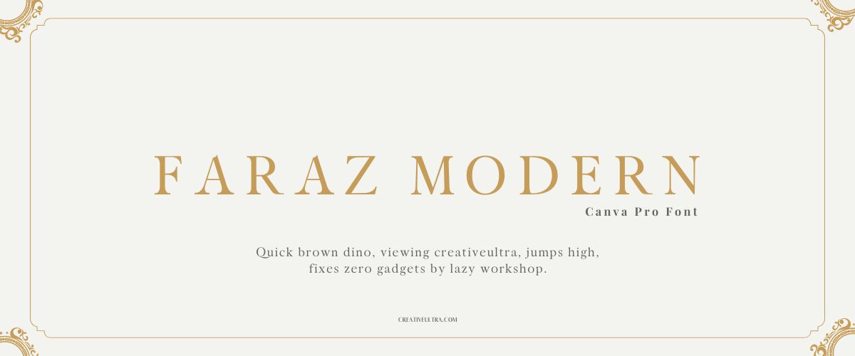 Illustration showing font "Faraz Modern Font" written on a background. It's one of Top Old Money Fonts in Canva.