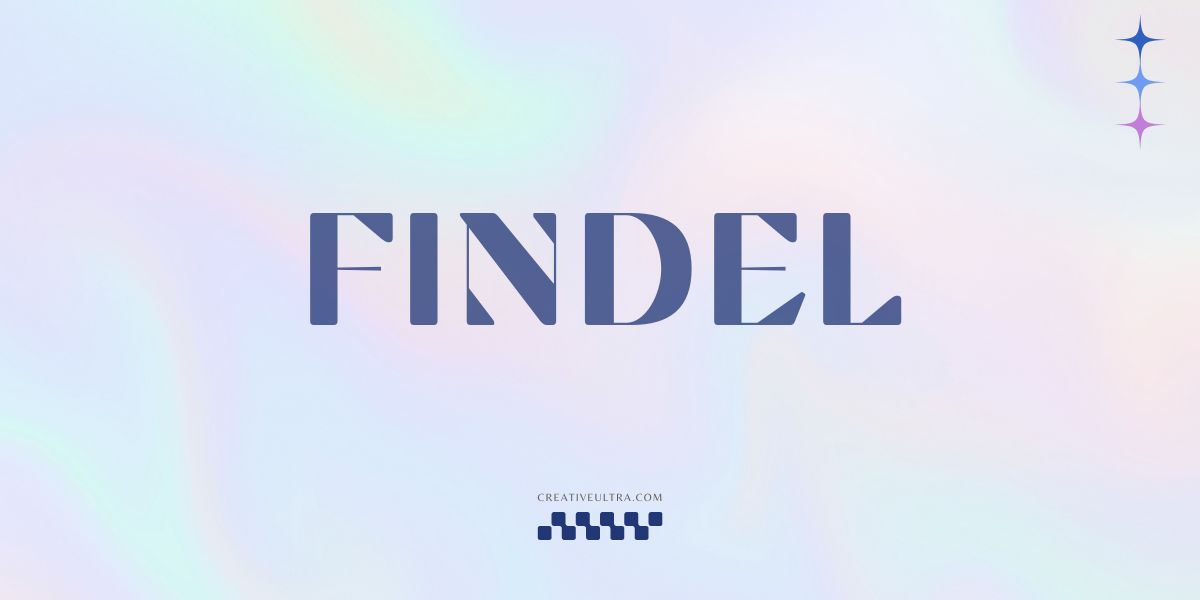 Illustration showing font "Findel Font" written on a background. It's one of Top Y2K Fonts in Canva.