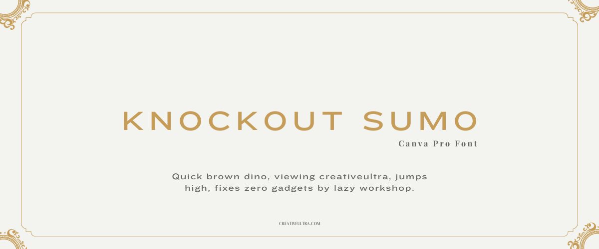 Illustration showing font "Knockout Sumo Font" written on a background. It's one of Top Headings Fonts in Canva.