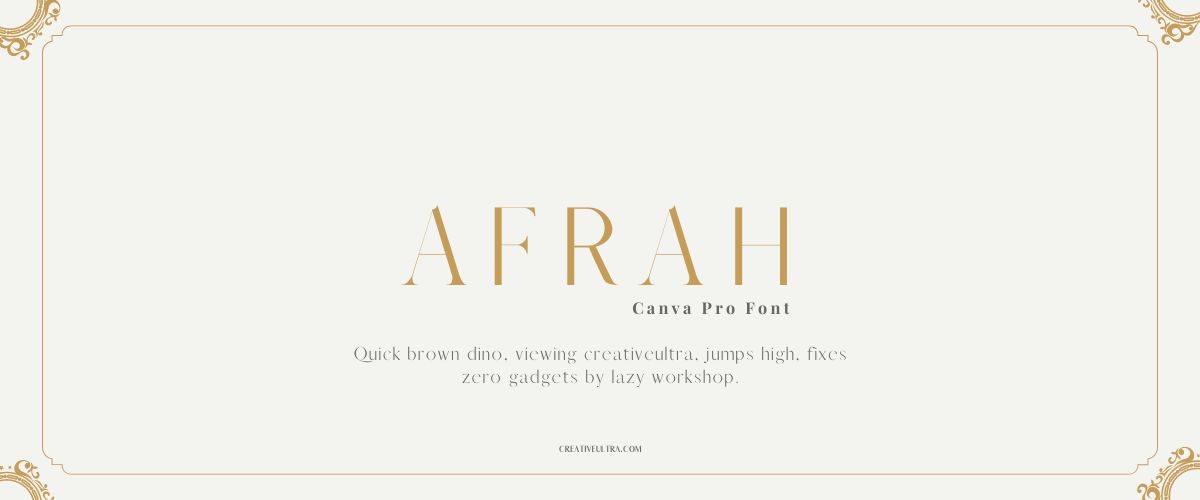 Illustration showing font "Afrah Font" written on a background. It's one of Top Old Money Fonts in Canva.