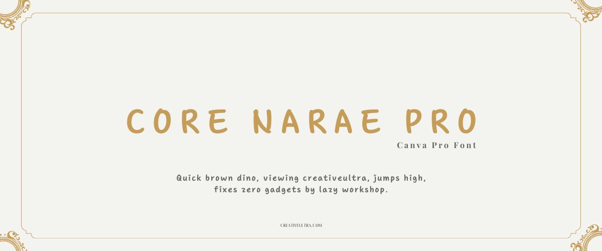 Illustration showing font "Core Narae Pro Font" written on a background. It's one of Top Handwriting Fonts in Canva.
