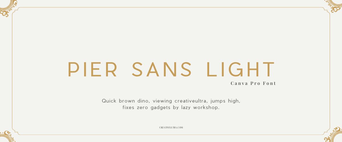 Illustration showing font "Pier Sans Light Font" written on a background. It's one of Top Modern Fonts in Canva.