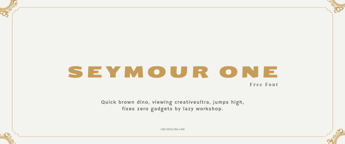 Illustration showing font "Seymour One Font" written on a background. It's one of Top Strong Fonts in Canva.