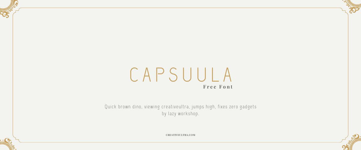 Illustration showing font "Capsuula Font" written on a background.