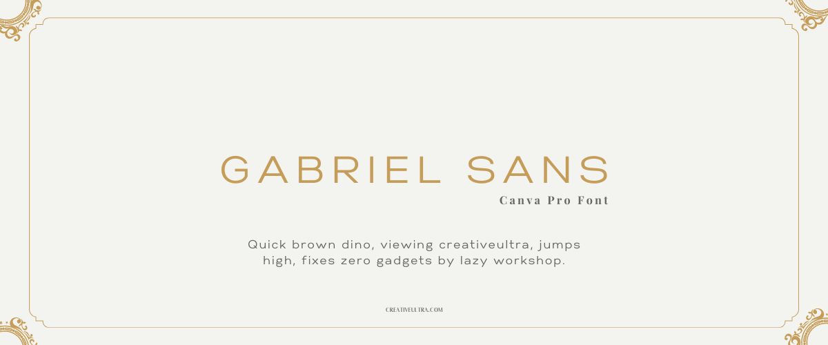 Illustration showing font "Gabriel Sans Font" written on a background. It's one of Top Headings Fonts in Canva.