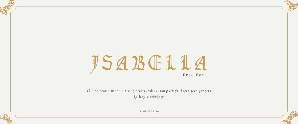 Illustration showing font "Isabella Font" written on a background. It's one of Top Gothic Fonts in Canva.
