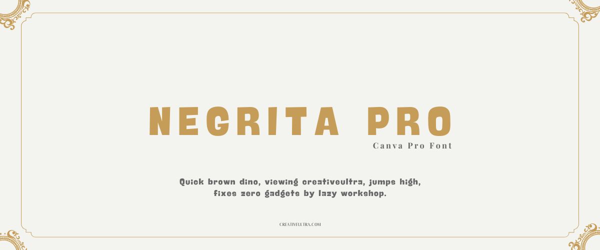 Illustration showing font "Negrita Pro Font" written on a background. It's one of Top Strong Fonts in Canva.
