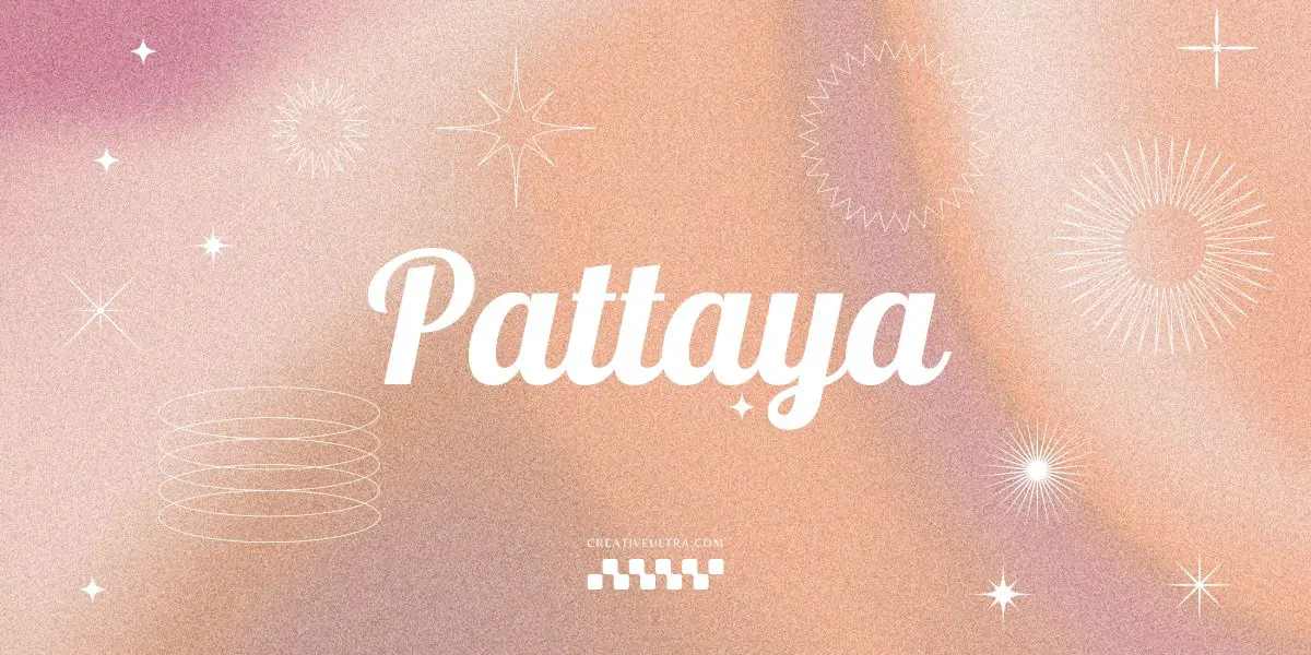 Illustration showing font "Pattaya Font" written on a background. It's one of Top Y2K Fonts in Canva.