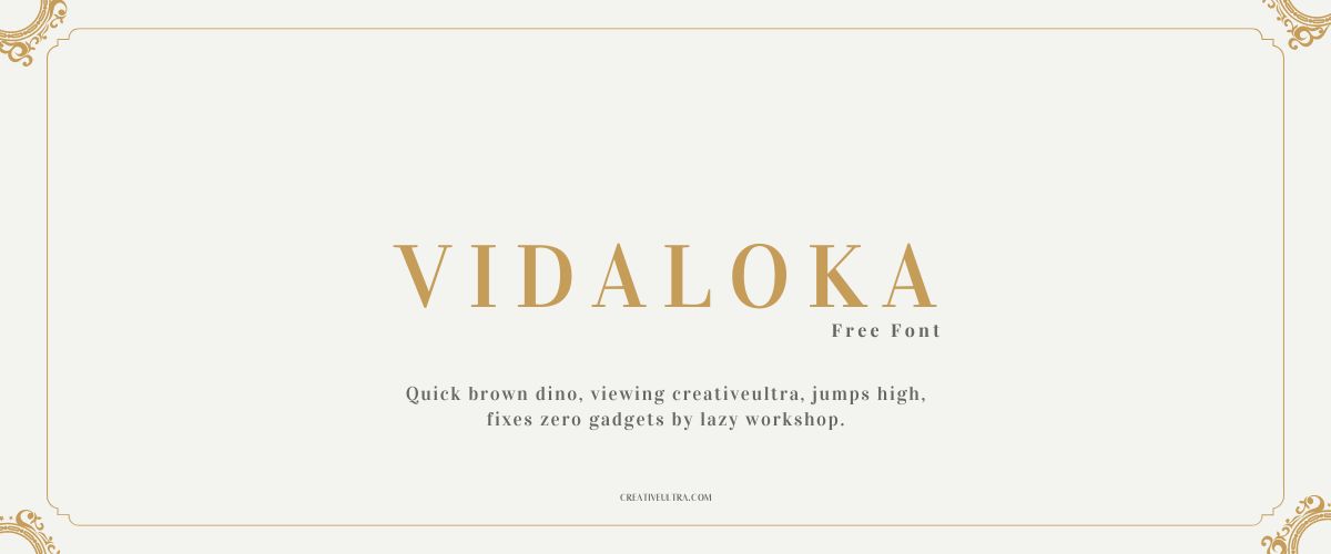 Illustration showing font "Vidaloka Font" written on a background. It's one of Top Old Money Fonts in Canva.