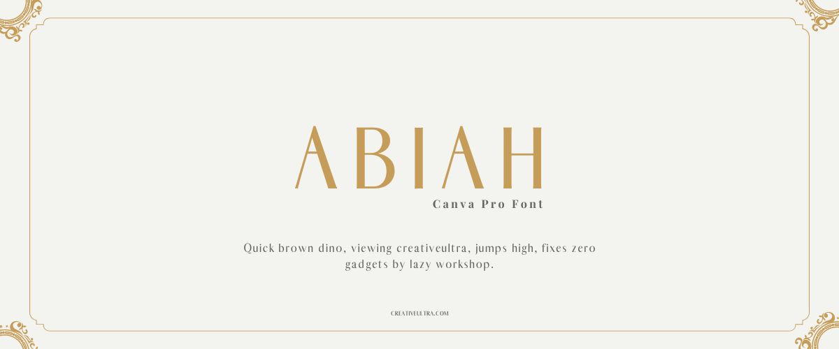 Illustration showing font "Abiah Font" written on a background. It's one of Top Old Money Fonts in Canva.