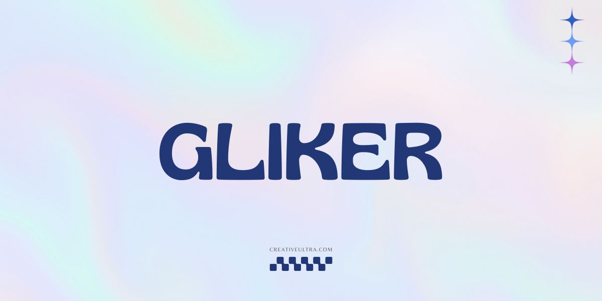 Illustration showing font "Gliker Font" written on a background. It's one of Top Y2K Fonts in Canva.