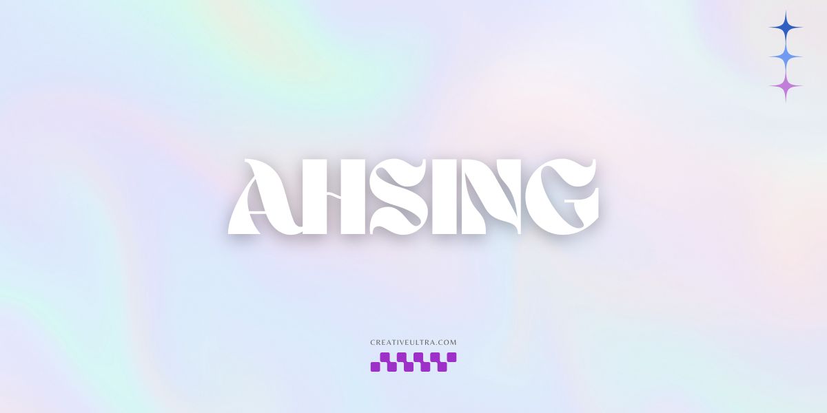 Illustration showing font "Ahsing Font" written on a background. It's one of Best Y2K Fonts in Canva.