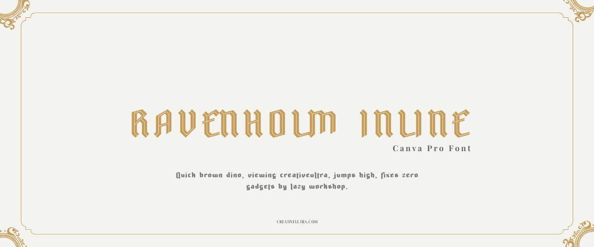 Illustration showing font "Ravenholm Inline Font" written on a background. It's one of Top Gothic Fonts in Canva.