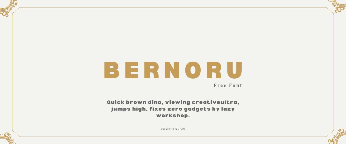 Illustration showing font "Bernoru Font" written on a background. It's one of Top Headings Fonts in Canva.