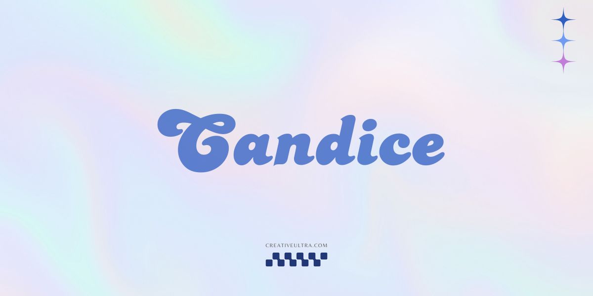 Illustration showing font "Candice Font" written on a background. It's one of Top Y2K Fonts in Canva.