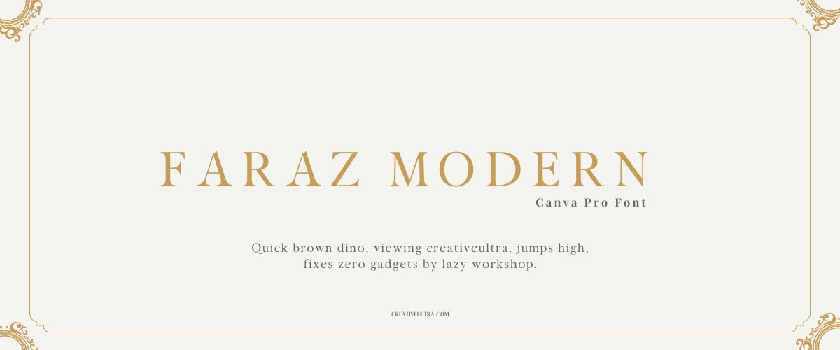 Illustration showing font "Faraz Modern Font" written on a background. It's one of Top Modern Fonts in Canva.