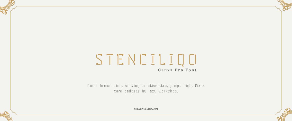 Illustration showing font "Stenciliqo Font" written on a background. It's one of Top Futuristic Fonts in Canva.