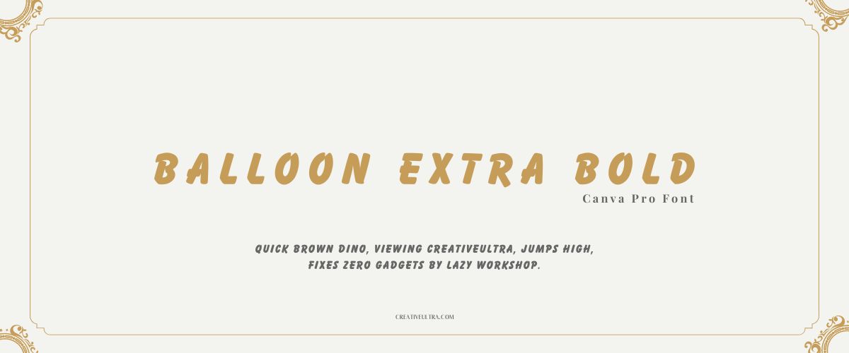 Illustration showing font "Balloon Extra Bold Font" written on a background. It's one of Top Strong Fonts in Canva.