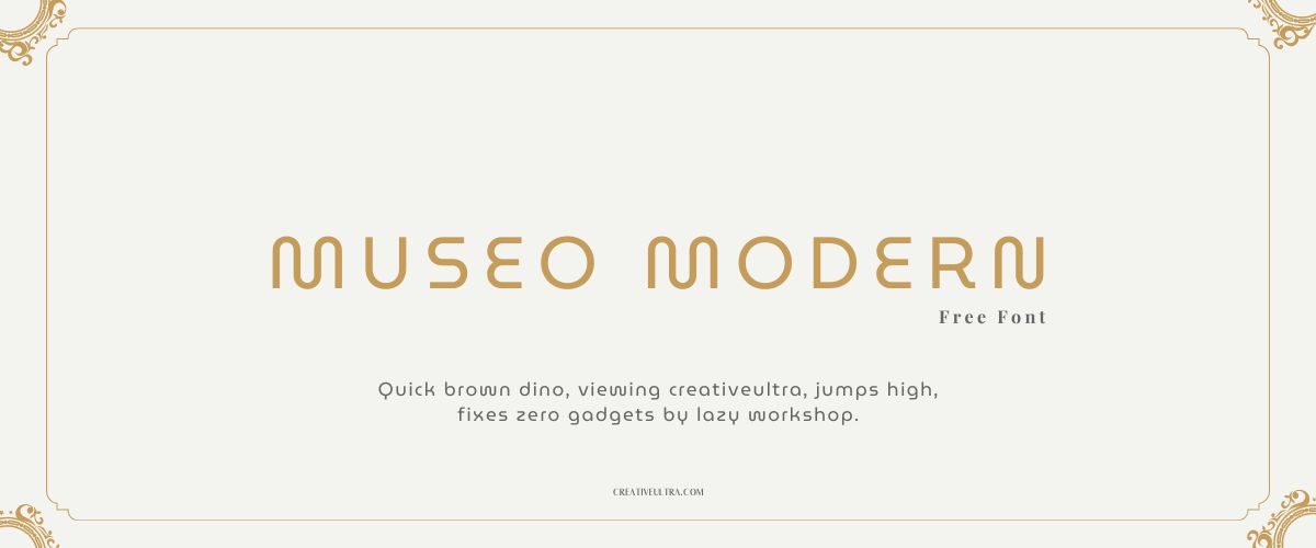 Illustration showing font "Museo Modern Font" written on a background. It's one of Top Modern Fonts in Canva.